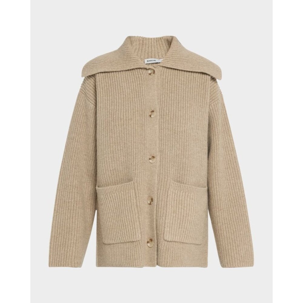 SIMKHAI Hollie Cardigan in Oat X-Small New Womens Knit Wool Sweater - Picture 11 of 16